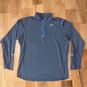Nike | Dri-FIT Element 1/2-Zip Top in grey with a blue zipper  Size XL